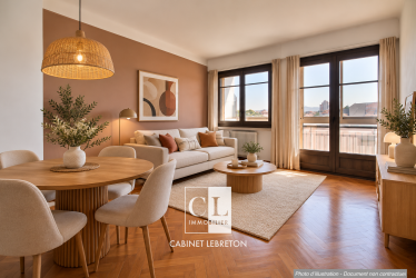 Salon scandinave chaleureux aux tons terracotta
